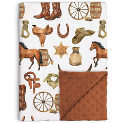 Buerhanerry Western Cowboy baby blanket front print, a cozy breathable pattern for baby's skin comfort.