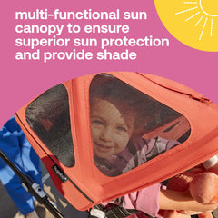 Bugaboo Breezy Sun Canopy peek-a-boo panel helps you supervise your baby.