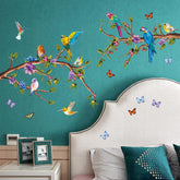 Buiory watercolor parrot wall stickers panel1 – vibrant mural enhances nursery walls with tropical charm.