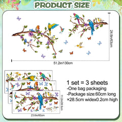 Buiory watercolor parrot wall stickers panel2 β seamless four-panel setup supports cohesive classroom decor.
