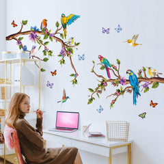 Buiory watercolor parrot wall stickers panel3 β complete the nature scene for kids' imaginative play.