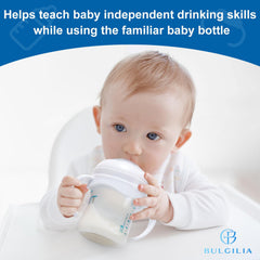 BULGILIA handles fitted on a 9oz Philips Avent bottle, offering a comfy grip.