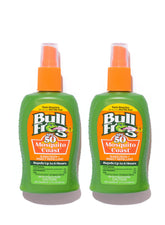 Bullfrog Mosquito Coast bottle front shows SPF 50 sunscreen and bug repellent for outdoor protection.