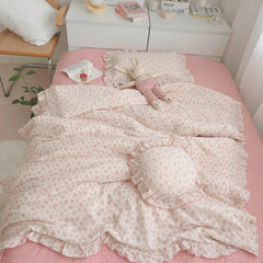 BuLuTu baby duvet cover pink flowers pattern for soft, breathable sleep.