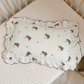 BuLuTu cartoon bear pillowcase in 20x14 toddler size, soft muslin for gentle sleep.