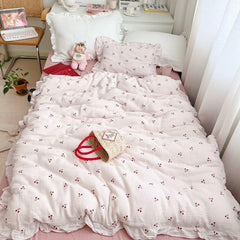 BuLuTu crib duvet cover cherry print with soft muslin texture for gentle sleep