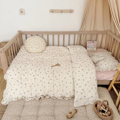 BuLuTu crib setup shows 59x47 cover on toddler bed for easy fit