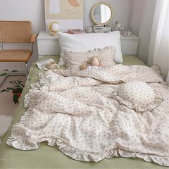 BuLuTu girls toddler duvet cover sprout pattern in soft muslin for cozy naps.