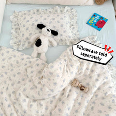 BuLuTu duvet cover with ruffles blue freesia full bed image shows decorative bedding for kids' room.