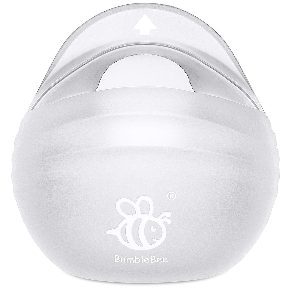 BumbleBee wearable milk collector worn in bra for discreet, hands-free milk collection.