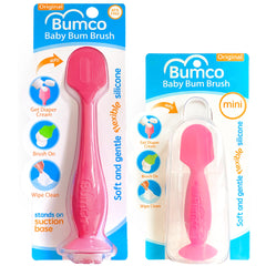 Bumco Baby Bum Brush with suction-base keeps hands clean during diaper changes.