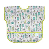 Bumkins bib shows crumb catcher pocket catching spills during meals.