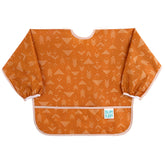 Bumkins Sleeved Bib pocket catches spills for mess-free meals.