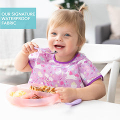 Bumkins waterproof-fabric closeup demonstrates easy-wipe surface and durable protection