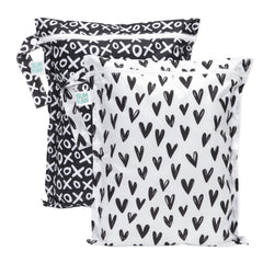 Bumkins wet bag hearts pattern—colorful storage for swimwear and towels on trips.