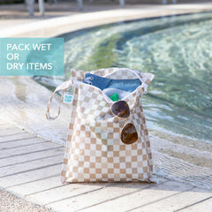 Bumkins Wet and Wet/Dry Bags features two compartments for mess containment on trips.