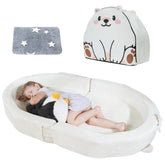 BUMNANA toddler travel floor bed with spacious sleeping surface for comfortable naps.