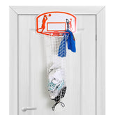 Bundaloo Basketball Laundry Hamper over-the-door backboard adds playful storage and organization.