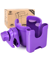 BundlePRO universal stroller cup holder purple closeup showing secure cup grip.