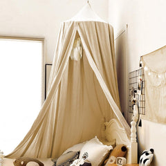 Bunnikins & Clover canopy close-up in khaki fabric highlighting skin-friendly cotton.