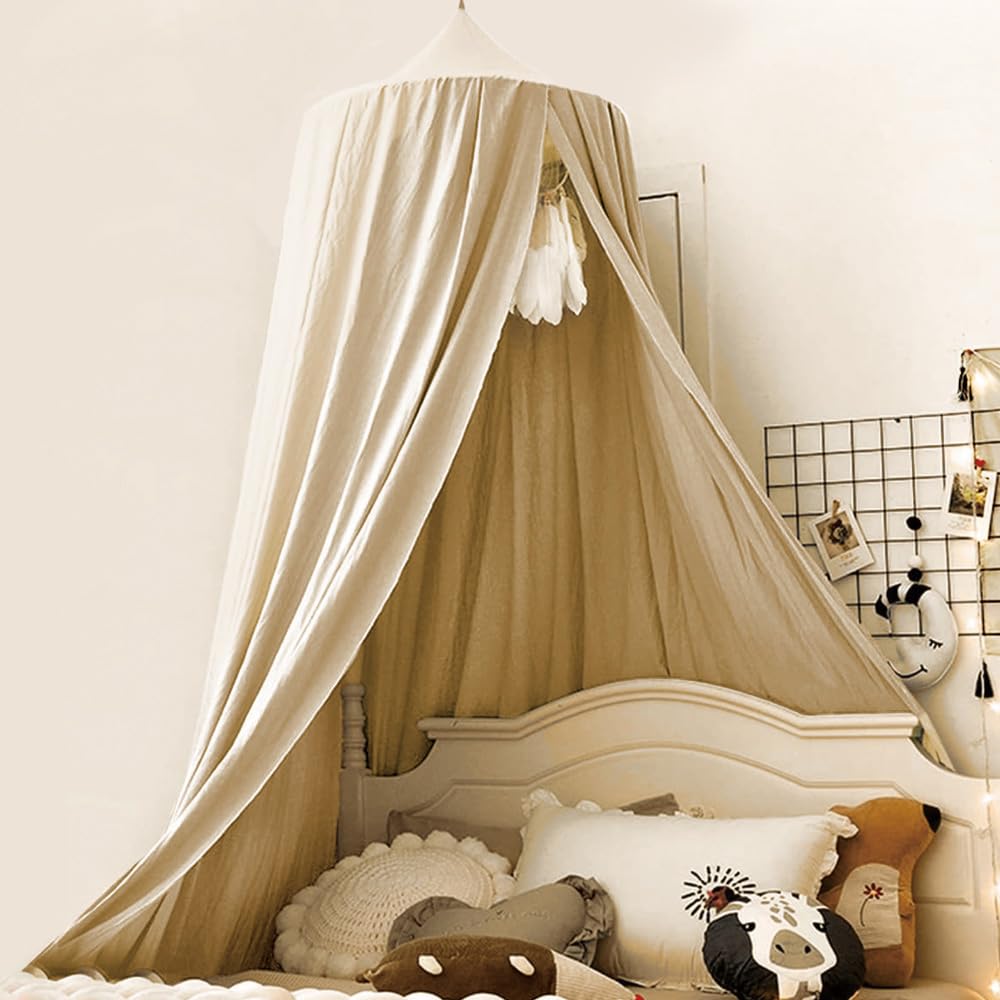 Bunnikins & Clover bed canopy round dome over crib for cozy sleep and insect protection.