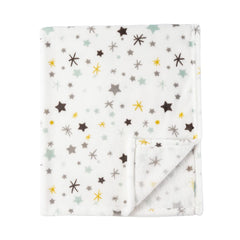 Bunnikins and Clover blanket floral design close-up shows premium print and neat stitching.