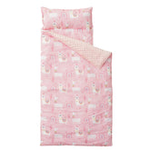 Bunnikins & Clover nap mat rolled with pillow for easy daycare transport
