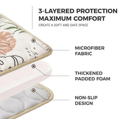 Bunnikins & Clover thick foam baby mat shows plush cushioning for tummy time.
