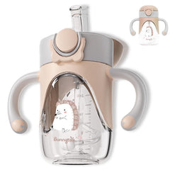 Bunnytoo Baby Sippy Cup weighted straw angled-use demonstrates on-the-go hydration.