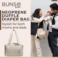 BUNSO Baby Diaper Bag Tote changing pad offers clean, portable comfort on the go.