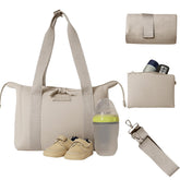BUNSO Baby Diaper Bag Tote exterior showcases a stylish, water-resistant shell for mess-free outings.