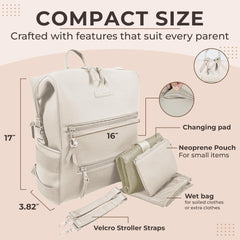 BUNSO Baby Neoprene Diaper Bag back view with anti theft pocket for essentials