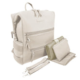 BUNSO Baby Neoprene Diaper Bag front view shows water resistant cream exterior for travel