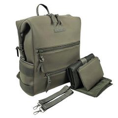BUNSO Baby neoprene diaper bag olive water-resistant for daily adventures.
