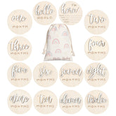 Burbell 3D baby milestone discs in white wood for adorable monthly photos.