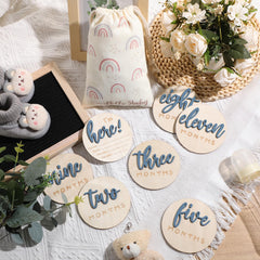 Burbell 3D design milestone disc adds depth to baby photo props.