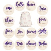 Burbell 7-pack 3D milestone discs front view with natural wood texture for heirloom photos