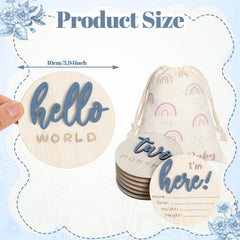 Burbell slate-blue double-sided engraving documents baby's milestones elegantly at home.