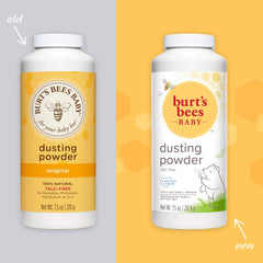 Burt's Bees Baby Powder 3-pack being lightly dusted on skin shows soft, dry results.