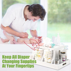 Busidhji diaper caddy removable dividers demonstrate flexible diaper storage options.