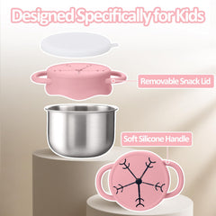 BUSOHA snack cups with easy-grip handles support toddlers learning self-feeding