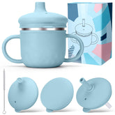 BUSOHA stainless steel toddler sippy cup 8oz with spill-proof lid, ideal for travel