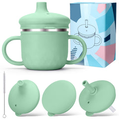 BUSOHA stainless steel toddler sippy cup spill-proof design for mess-free meals.