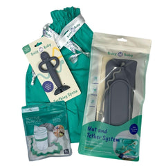 Busy Baby mat close-up showing silicone texture and suction cups for mess-free meals.