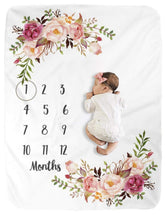 BUTTZO Milestone Blanket setup with baby for growth photos, ideal for monthly keepsakes.