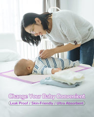 Buyockss 100-pack underpads in packaging emphasizes convenience for busy households.