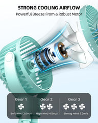 BuyWoo portable-stroller-mini-fan-usb-rechargeable keeps you powered during travel.