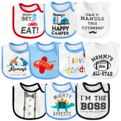 BWkoss waterproof bibs with prints protect outfits during meals.