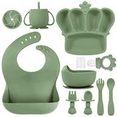 BXLL Olive Green suction bowl shown for mess-free meals and easy self-feeding