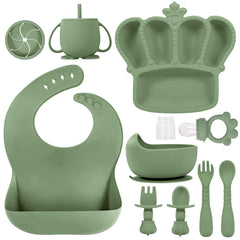 BXLL Olive Green suction bowl shown for mess-free meals and easy self-feeding
